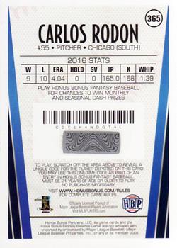 2017 Honus Bonus Fantasy Baseball #365 Carlos Rodon Back