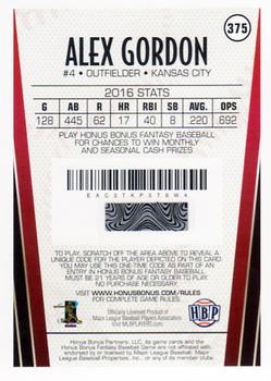2017 Honus Bonus Fantasy Baseball #375 Alex Gordon Back