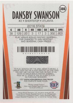2017 Honus Bonus Fantasy Baseball #386 Dansby Swanson Back
