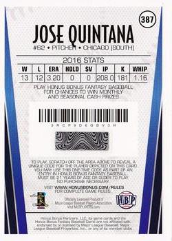 2017 Honus Bonus Fantasy Baseball #387 Jose Quintana Back