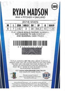 2017 Honus Bonus Fantasy Baseball #389 Ryan Madson Back