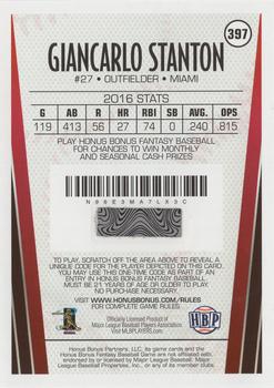 2017 Honus Bonus Fantasy Baseball #397 Giancarlo Stanton Back