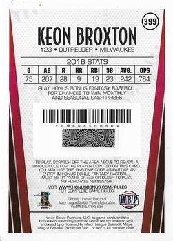 2017 Honus Bonus Fantasy Baseball #399 Keon Broxton Back