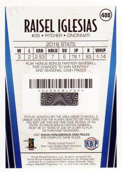 2017 Honus Bonus Fantasy Baseball #400 Raisel Iglesias Back