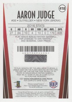 2017 Honus Bonus Fantasy Baseball #418 Aaron Judge Back