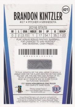 2017 Honus Bonus Fantasy Baseball #421 Brandon Kintzler Back