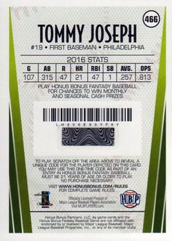 2017 Honus Bonus Fantasy Baseball #466 Tommy Joseph Back