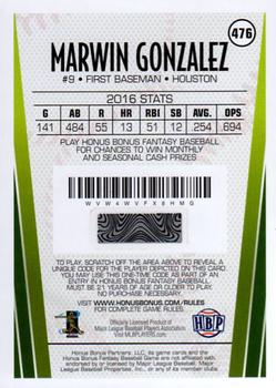2017 Honus Bonus Fantasy Baseball #476 Marwin Gonzalez Back