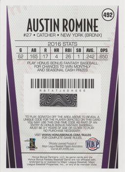 2017 Honus Bonus Fantasy Baseball #492 Austin Romine Back