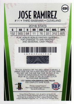 2017 Honus Bonus Fantasy Baseball #494 Jose Ramirez Back