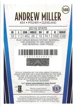 2017 Honus Bonus Fantasy Baseball #500 Andrew Miller Back