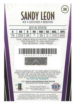 2017 Honus Bonus Fantasy Baseball - Silver Foil #30 Sandy Leon Back