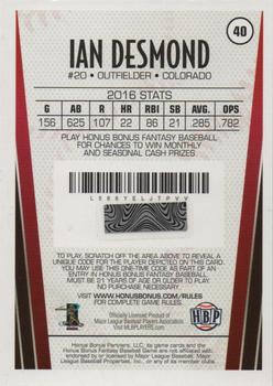 2017 Honus Bonus Fantasy Baseball - Silver Foil #40 Ian Desmond Back