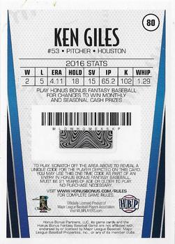 2017 Honus Bonus Fantasy Baseball - Silver Foil #80 Ken Giles Back