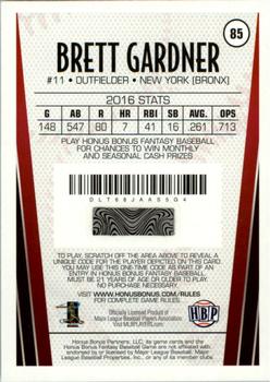 2017 Honus Bonus Fantasy Baseball - Silver Foil #85 Brett Gardner Back