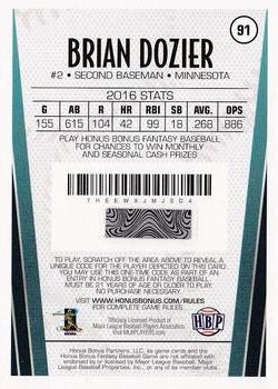 2017 Honus Bonus Fantasy Baseball - Silver Foil #91 Brian Dozier Back