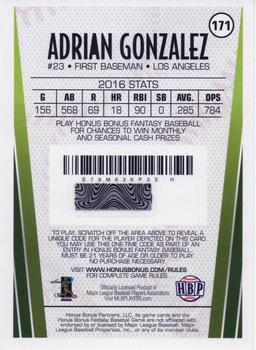 2017 Honus Bonus Fantasy Baseball - Silver Foil #171 Adrian Gonzalez Back