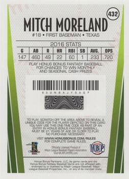 2017 Honus Bonus Fantasy Baseball - Silver Foil #432 Mitch Moreland Back