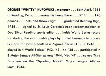 1962 Pepsi Tulsa Oilers #NNO Whitey Kurowski Back
