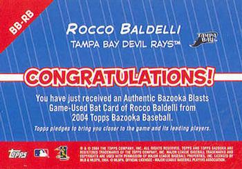 2004 Bazooka - Blasts Bat Relics #BB-RB Rocco Baldelli Back