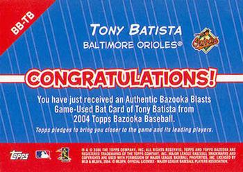 2004 Bazooka - Blasts Bat Relics #BB-TB Tony Batista Back