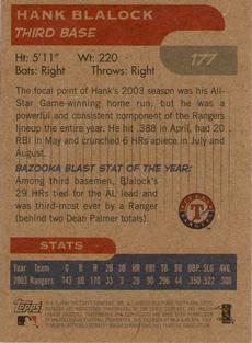 2004 Bazooka - Minis #177 Hank Blalock Back