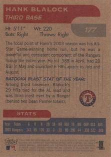 2004 Bazooka - Minis #177 Hank Blalock Back