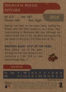 2004 Bazooka - Minis #205 Damian Moss Back