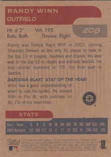 2004 Bazooka - Minis #208 Randy Winn Back
