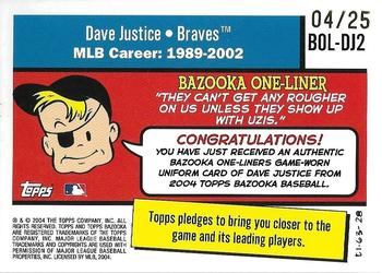 2004 Bazooka - Bazooka One-Liners Relics Parallel 25 #BOL-DJ2 David Justice Back
