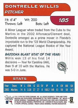 2004 Bazooka - Red Chunks #185 Dontrelle Willis Back