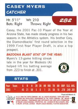 2004 Bazooka - Red Chunks #282 Casey Myers Back