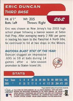 2004 Bazooka - Red Chunks #262 Eric Duncan Back