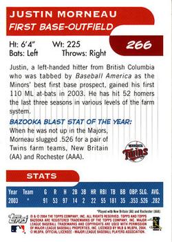 2004 Bazooka - Red Chunks #266 Justin Morneau Back
