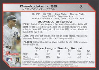 2004 Bowman - 1st Edition #3 Derek Jeter Back