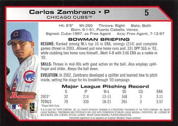 2004 Bowman - 1st Edition #5 Carlos Zambrano Back