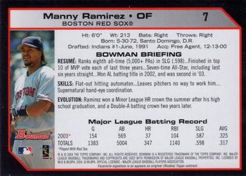 2004 Bowman - 1st Edition #7 Manny Ramirez Back