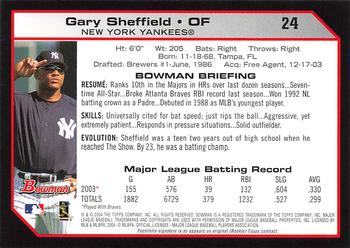 2004 Bowman - 1st Edition #24 Gary Sheffield Back