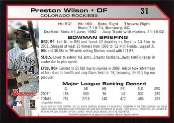 2004 Bowman - 1st Edition #31 Preston Wilson Back