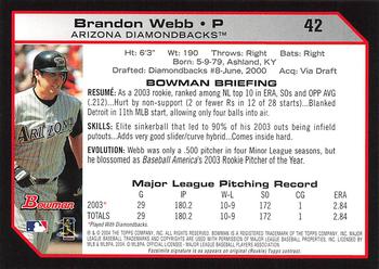 2004 Bowman - 1st Edition #42 Brandon Webb Back