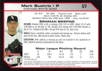 2004 Bowman - 1st Edition #57 Mark Buehrle Back