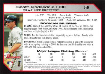 2004 Bowman - 1st Edition #58 Scott Podsednik Back