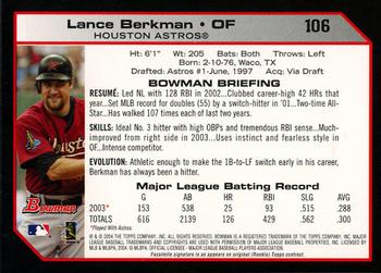 2004 Bowman - 1st Edition #106 Lance Berkman Back