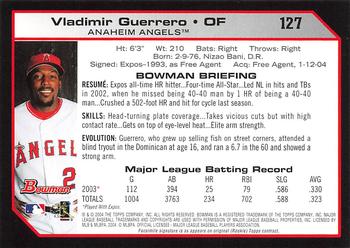 2004 Bowman - 1st Edition #127 Vladimir Guerrero Back