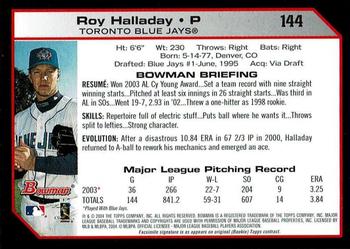 2004 Bowman - 1st Edition #144 Roy Halladay Back