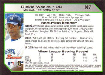 2004 Bowman - 1st Edition #147 Rickie Weeks Back