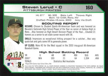 2004 Bowman - 1st Edition #160 Steve Lerud Back