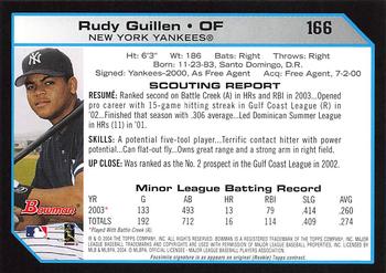 2004 Bowman - 1st Edition #166 Rudy Guillen Back