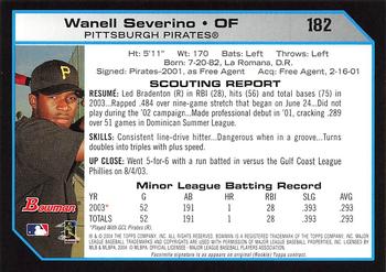 2004 Bowman - 1st Edition #182 Wanell Severino Back