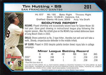 2004 Bowman - 1st Edition #201 Tim Hutting Back